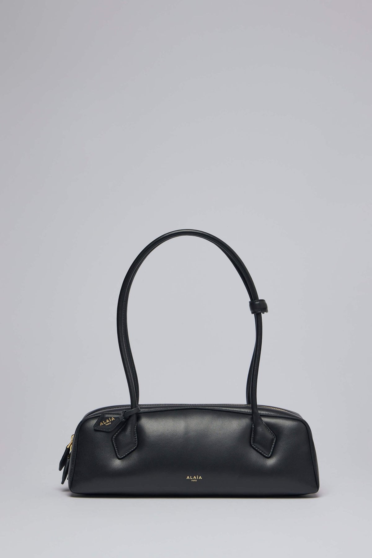 Alaïa shoulder bags Le Teckel medium in black lambskin leather with gold hardware