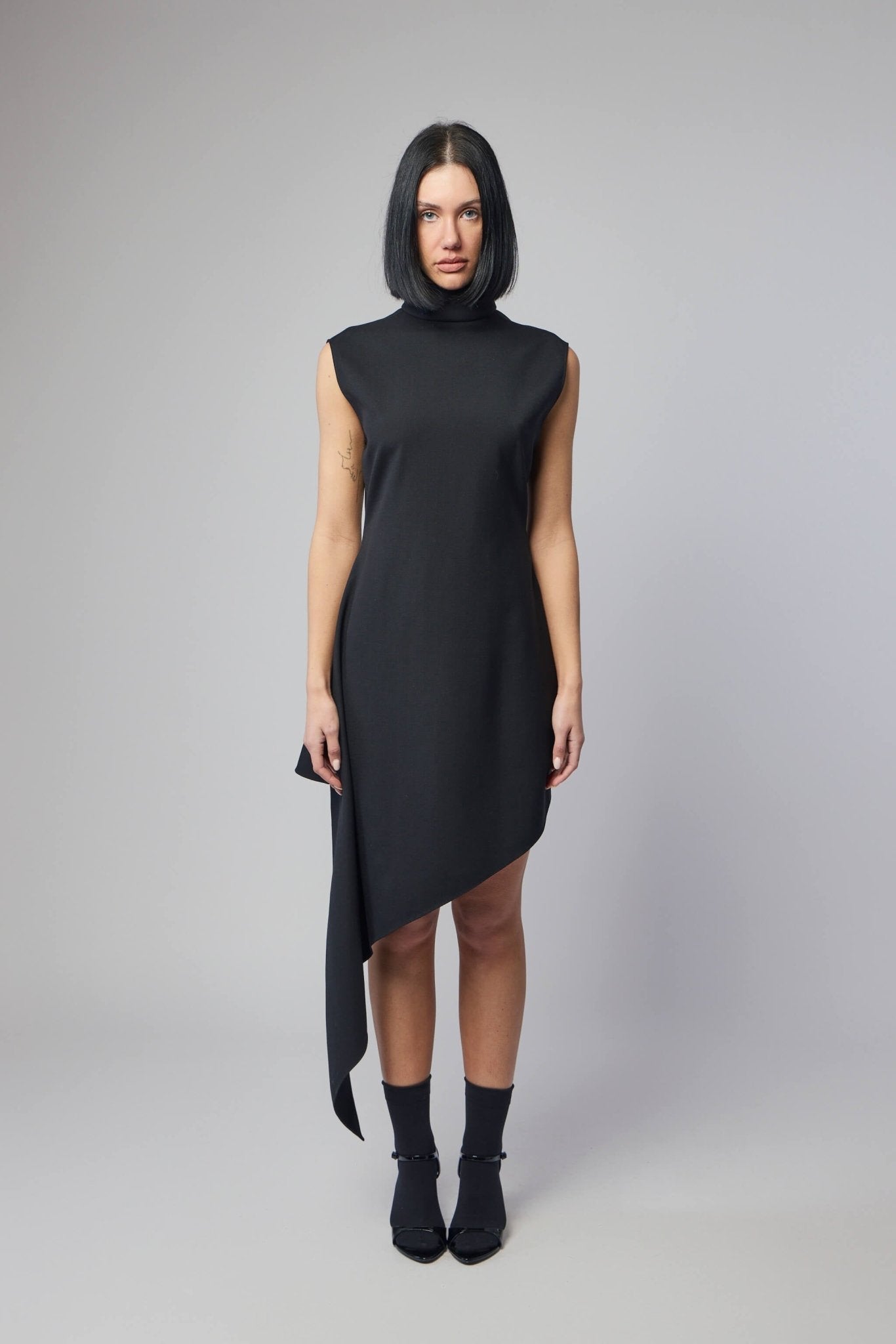 Wool Gabardine Pointed Dress