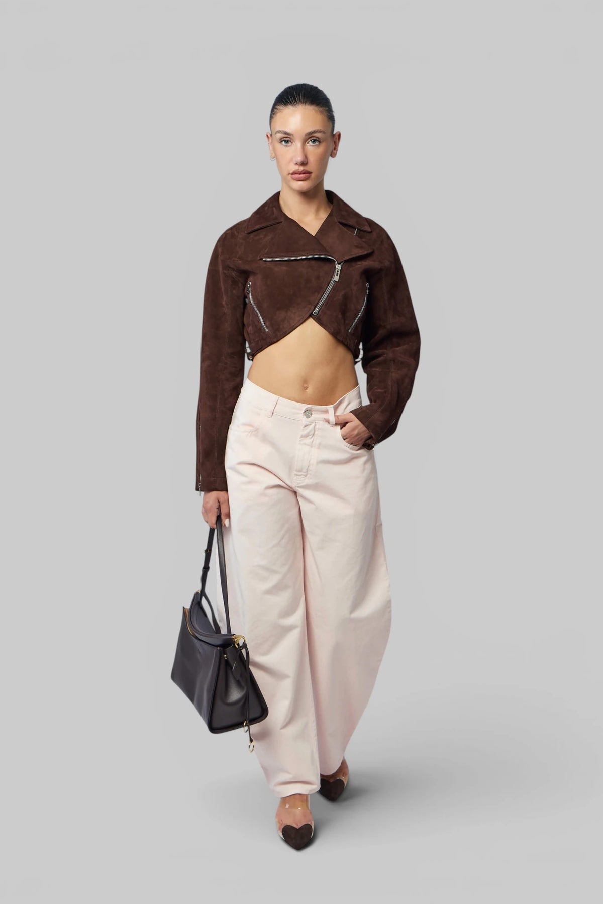Alaïa Wide-Leg Pants tinted denim, side profile detail