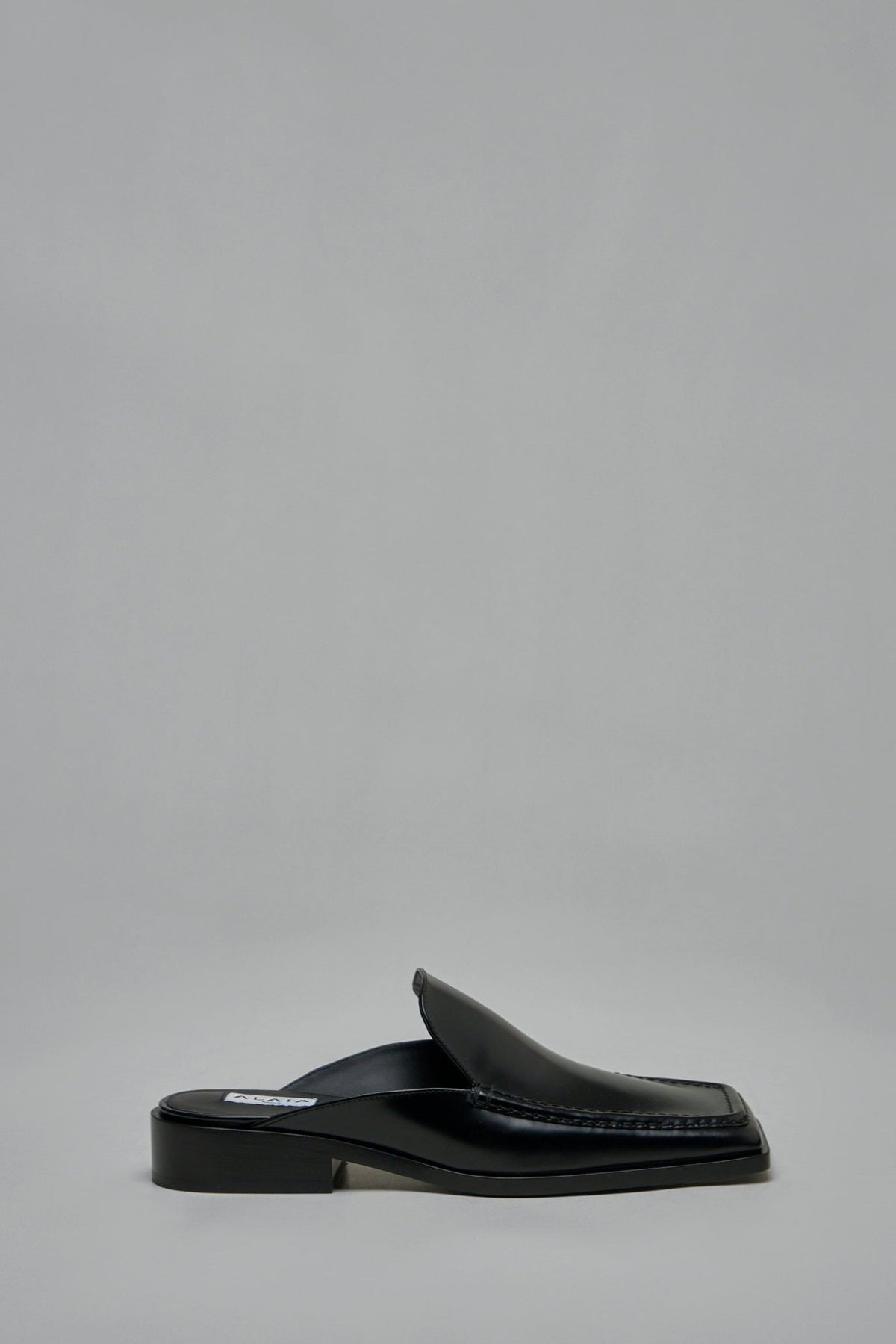 Alaïa flats - black leather square toe mule loafers with low block heel