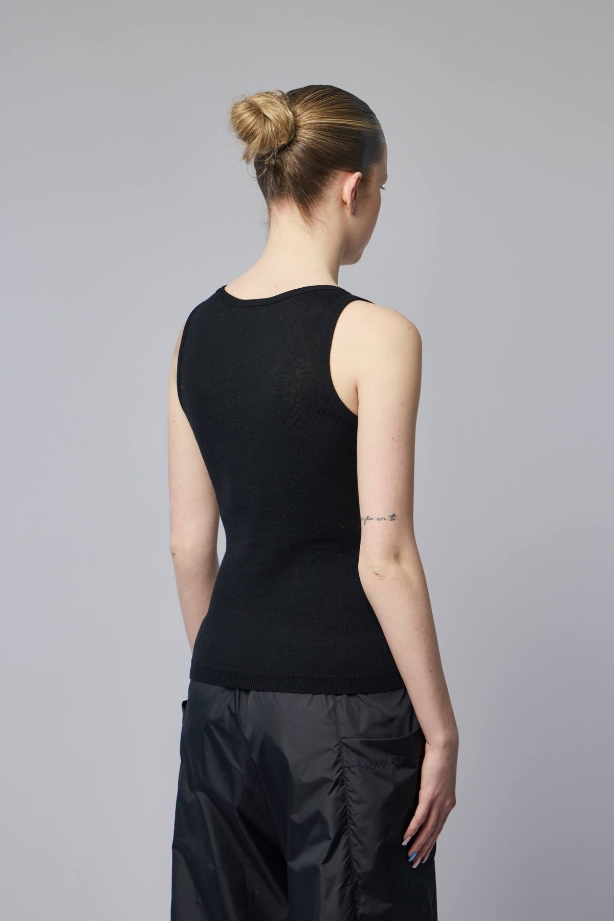 Alaïa tank top fabric texture and construction detail