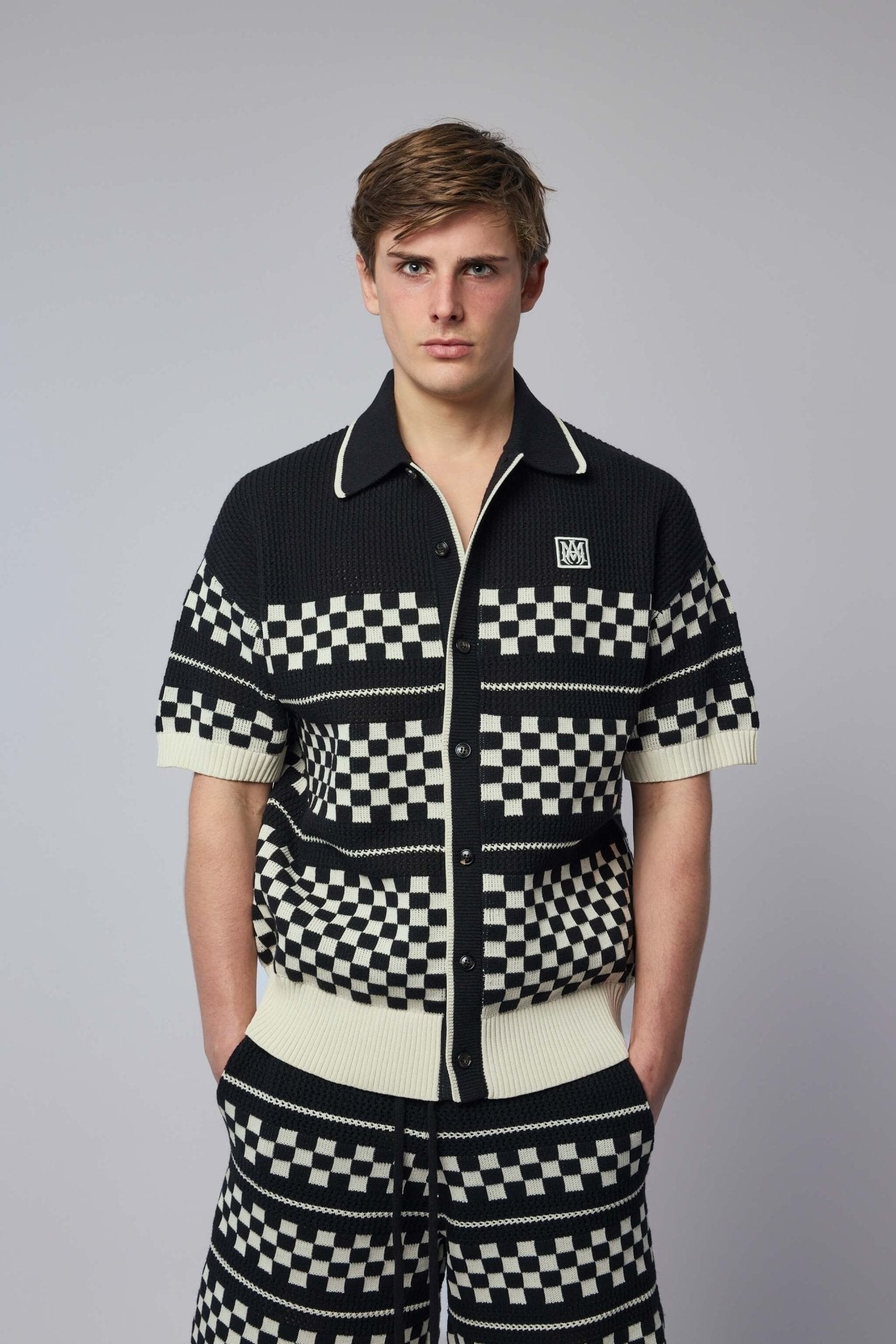 amiri dress shirt Amiri Checkered Mesh Shirt