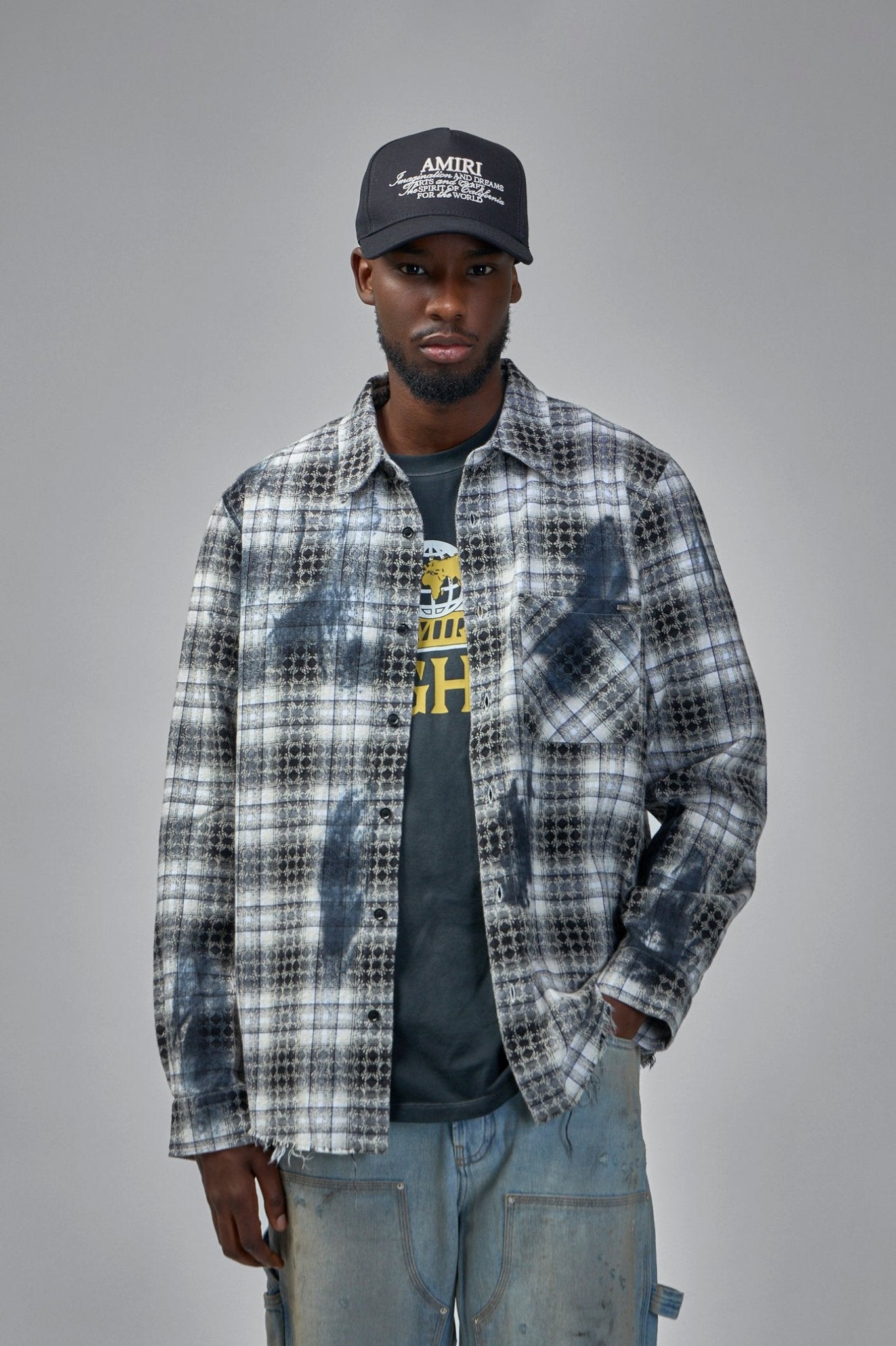 AMIRI BLEACH AMIRI LOGO FLANNEL アミリ Amiri Shirts - Quad Bleach Flannel Cotton Shirt – LABELS