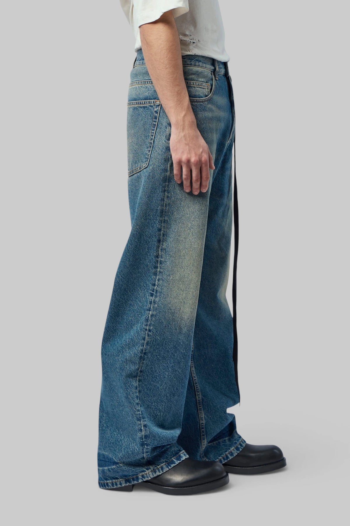 Ann Demeulemeester - Alarik 5-pockets Flared Cropped Trousers With Contrast Side Band - LABELS