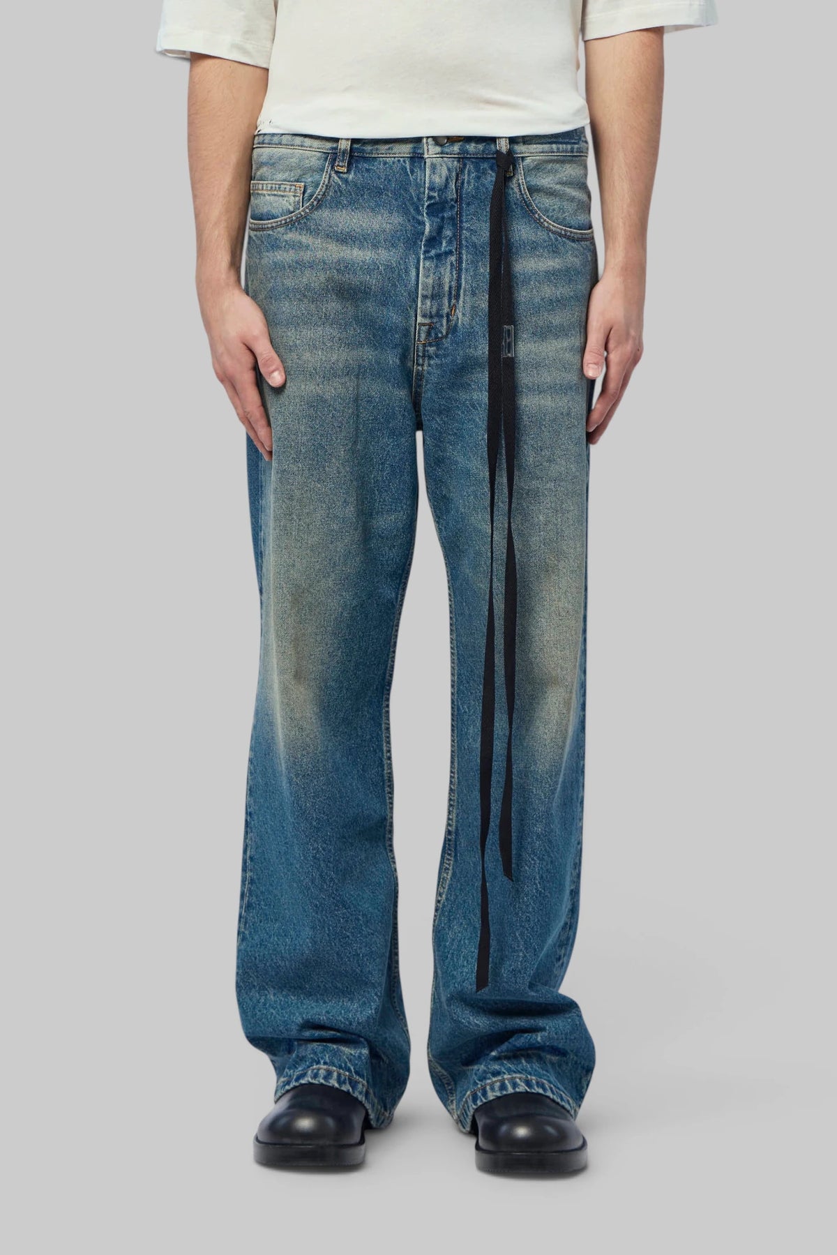 Ann Demeulemeester - Alarik 5-pockets Flared Cropped Trousers With Contrast Side Band - LABELS