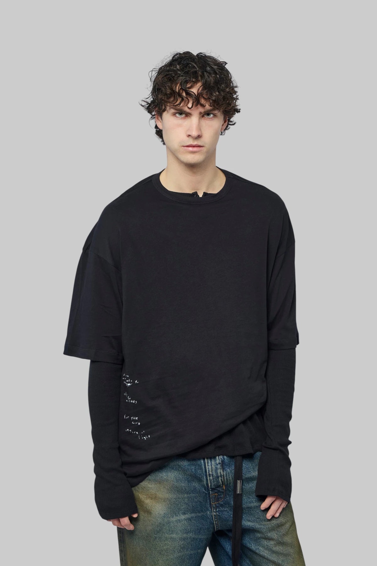 Ann Demeulemeester - Dieter High Comfort T-shirt With "the Return Of Light" Print - LABELS