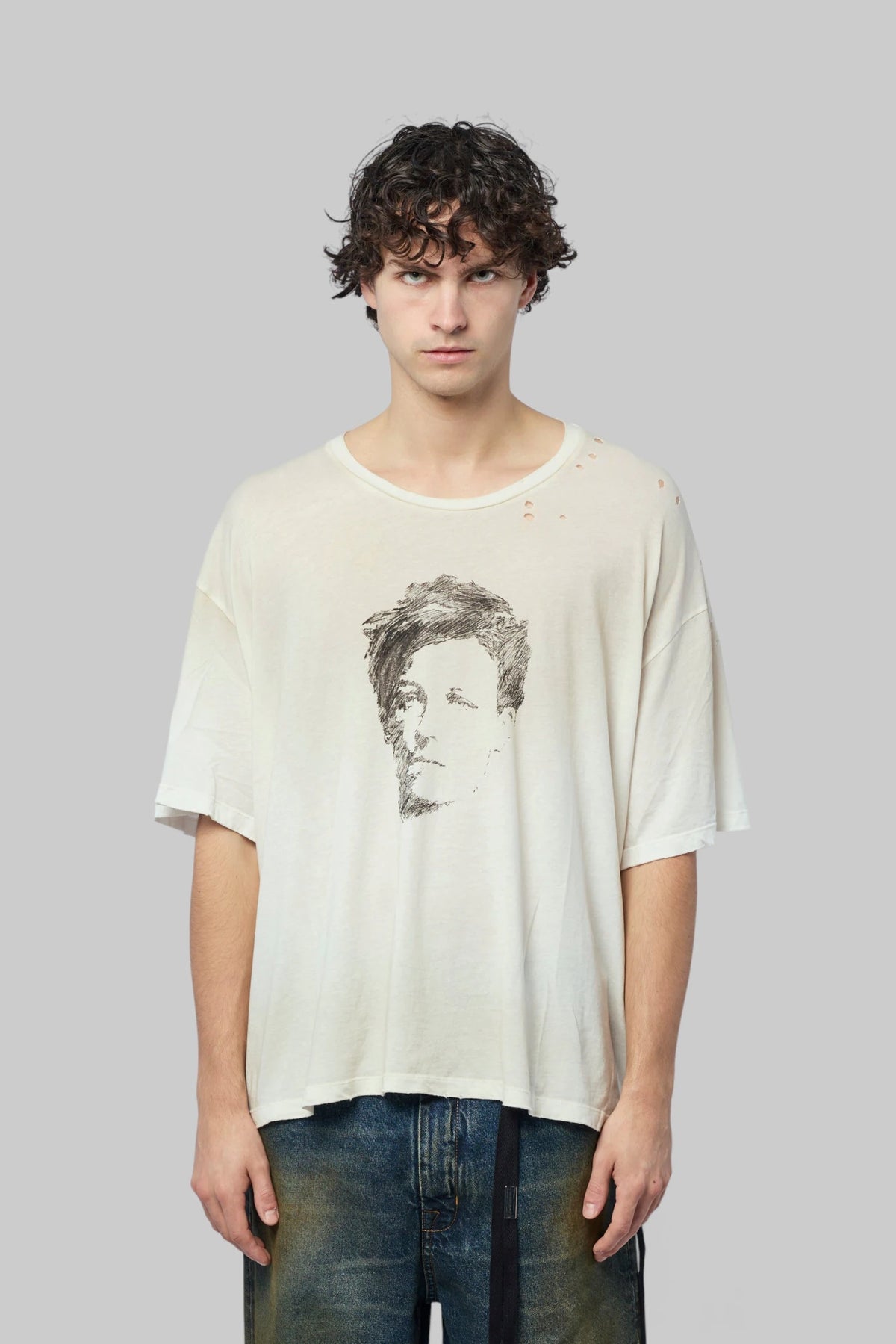 Ann Demeulemeester - Lu Relax Fit Boxy T-shirt With Portrait Print - LABELS