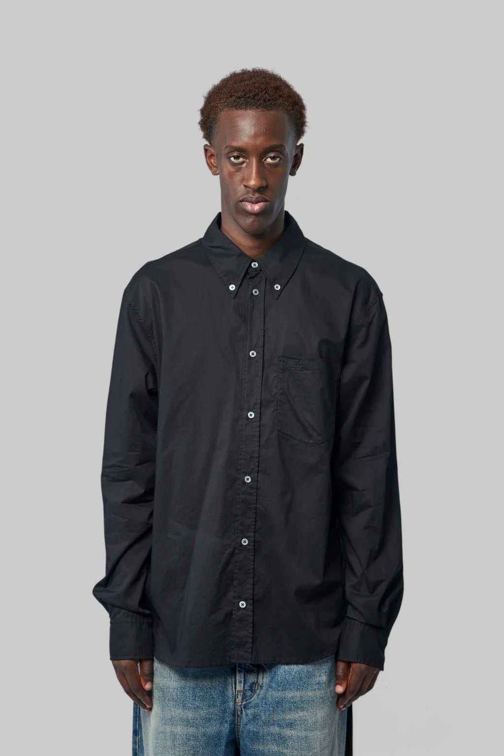 Ann Demeulemeester - Wessel Botton Down Shirt With Monogram Embroidery - LABELS