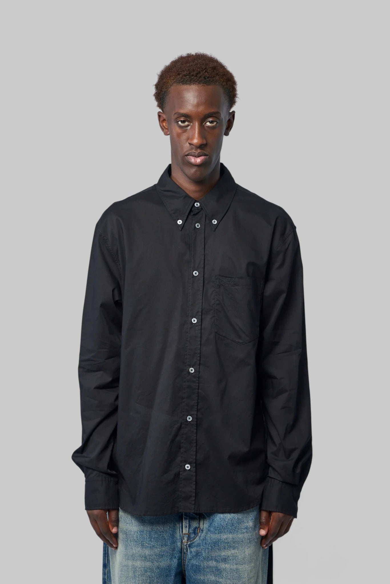 Ann Demeulemeester - Wessel Botton Down Shirt With Monogram Embroidery - LABELS
