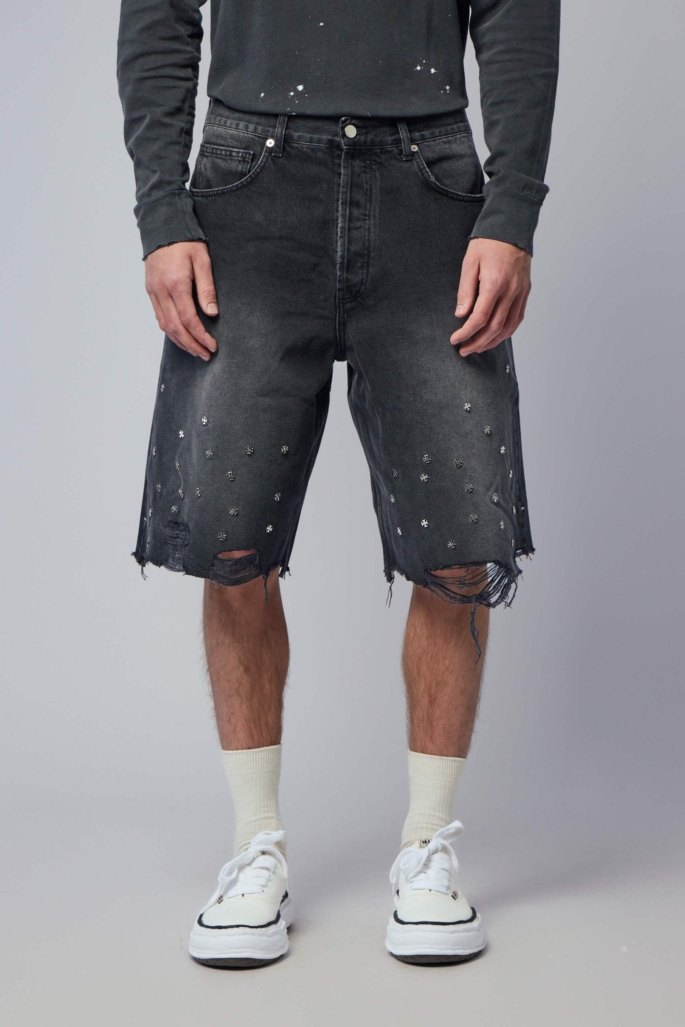 Askyurself - Cross Pin Baggy Jeans Shorts - LABELS