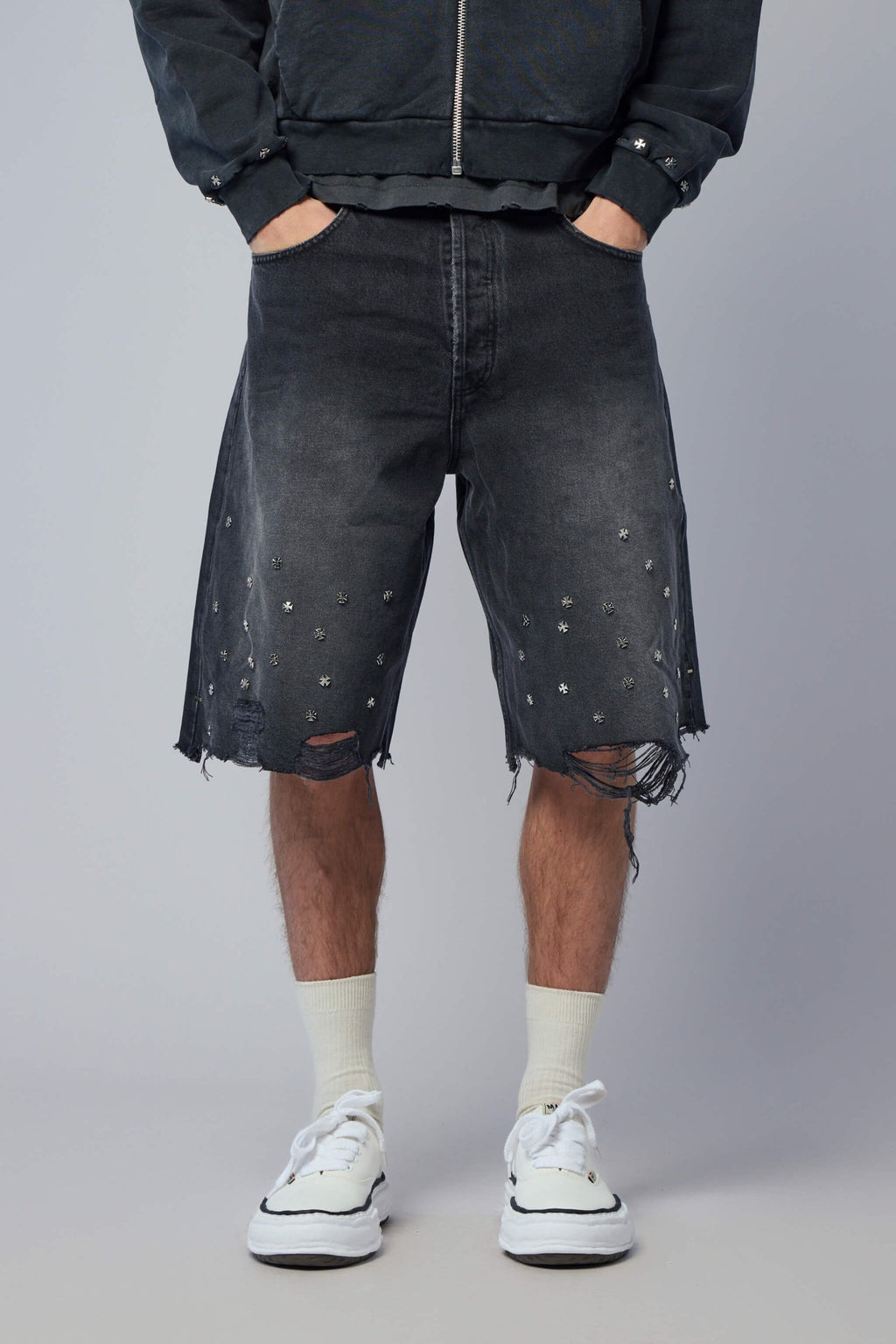 Askyurself - Cross Pin Baggy Jeans Shorts - LABELS