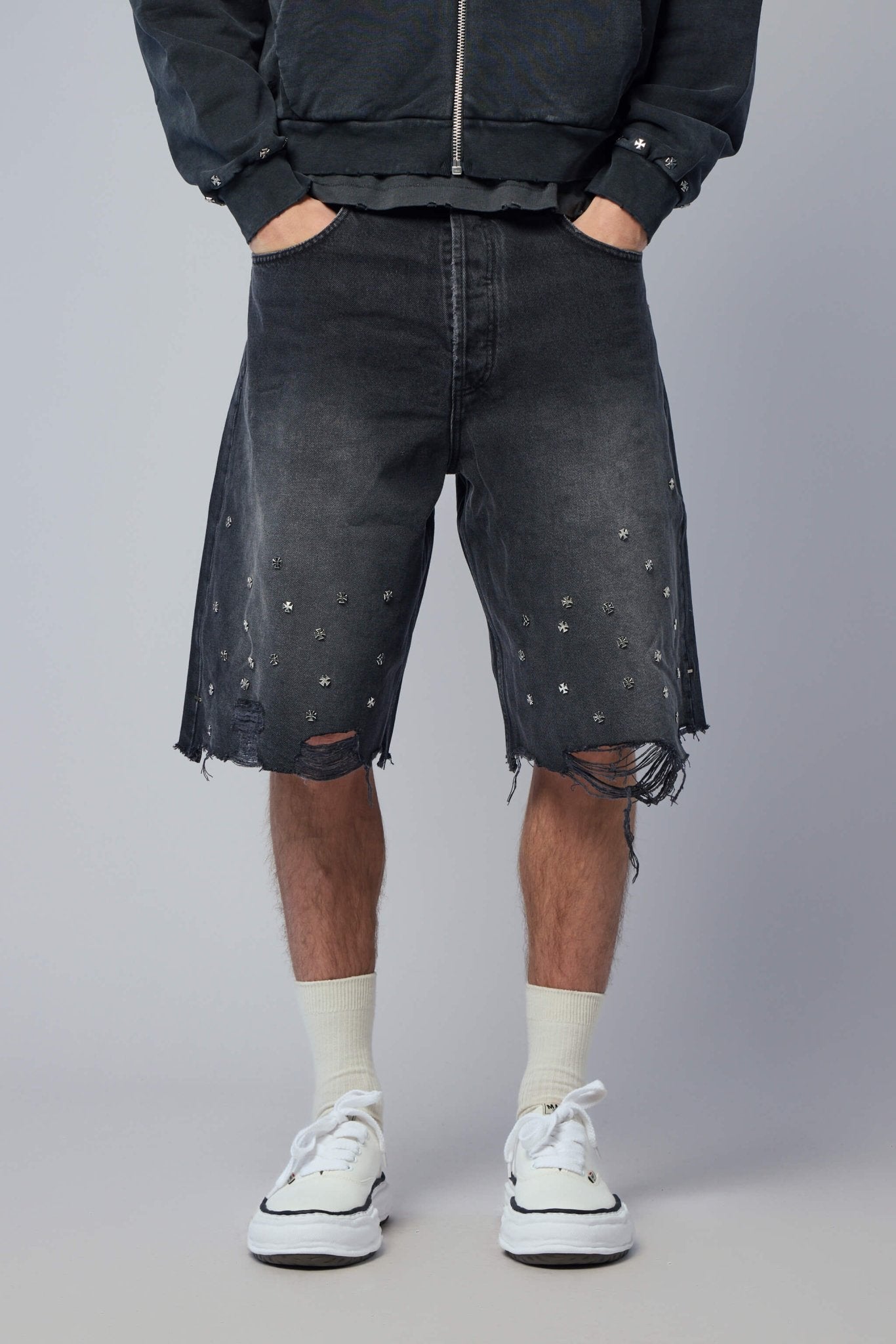 Askyurself - Cross Pin Baggy Jeans Shorts - LABELS