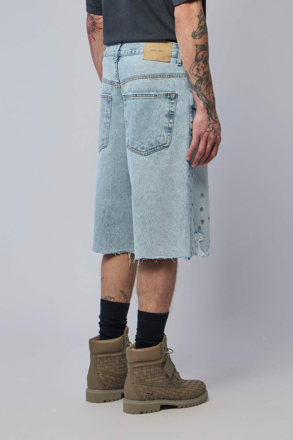 Askyurself - Cross Pin Baggy Jeans Shorts - LABELS