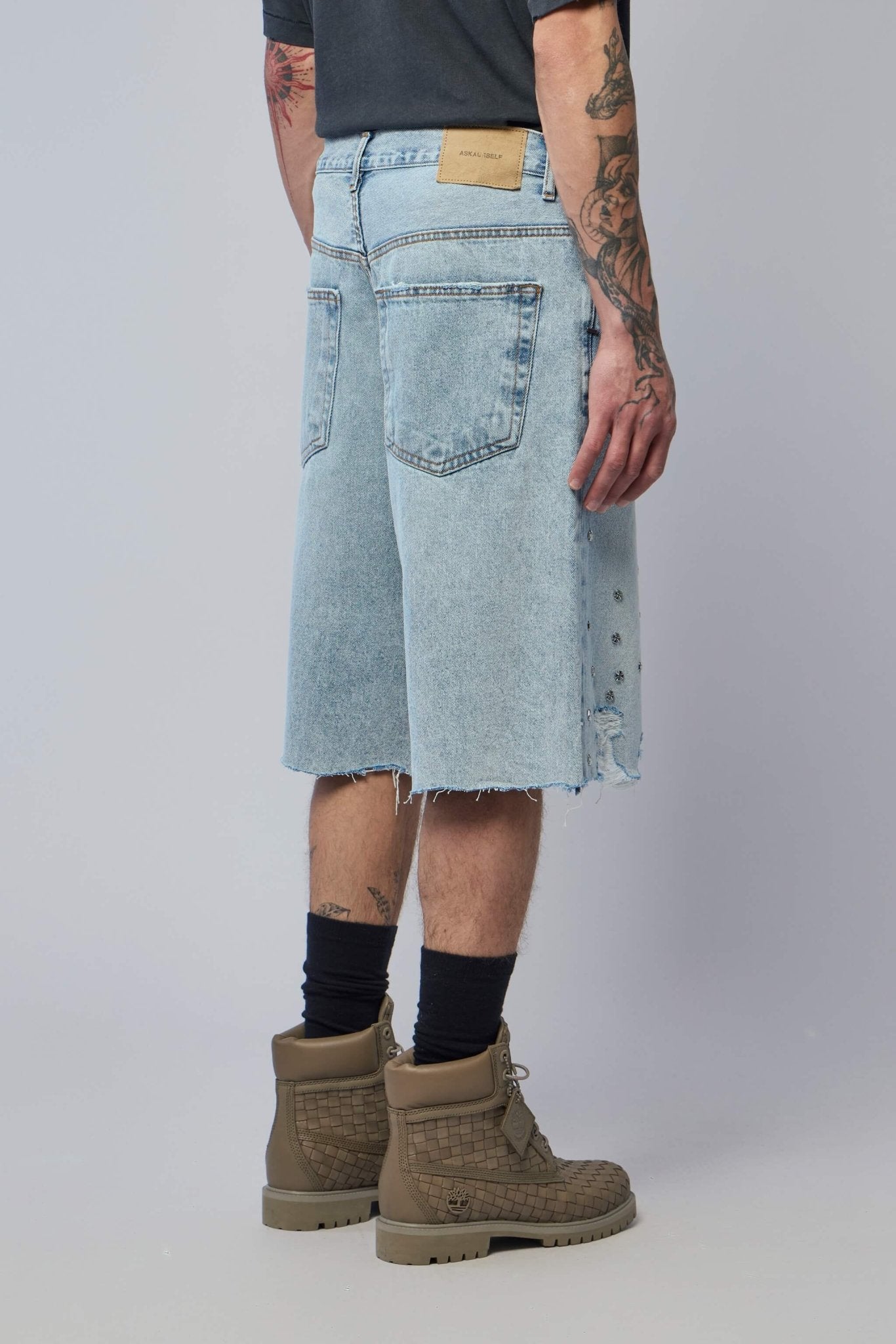 Askyurself - Cross Pin Baggy Jeans Shorts - LABELS