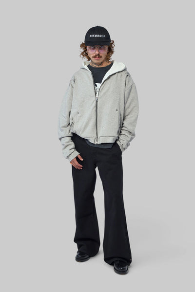 Cross Slit Waffle Zip Hoodie