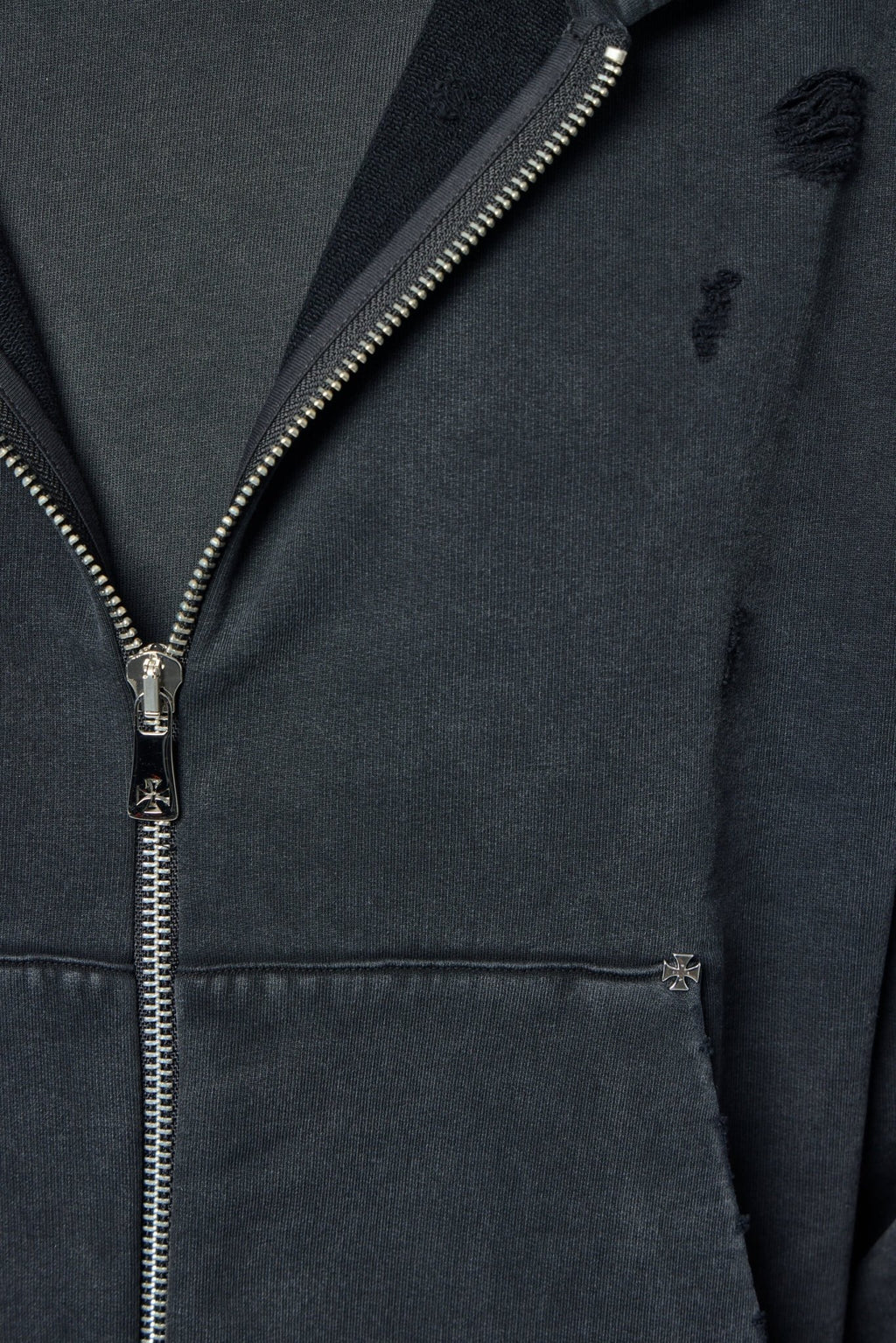 Askyurself - Cross Studded Destroyer Zip Hoodie - LABELS