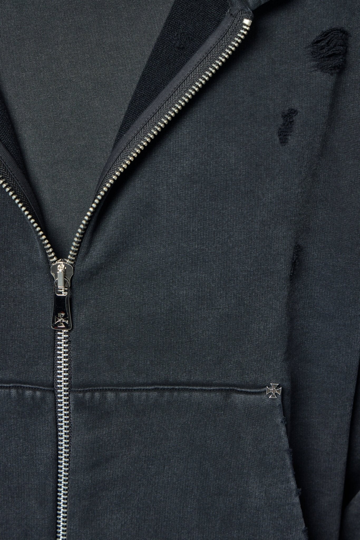 Askyurself - Cross Studded Destroyer Zip Hoodie - LABELS