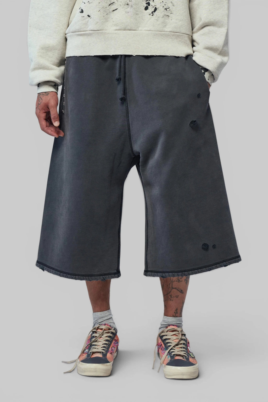 Askyurself - Cross Studs Capri Vintage Fleece Shorts - LABELS