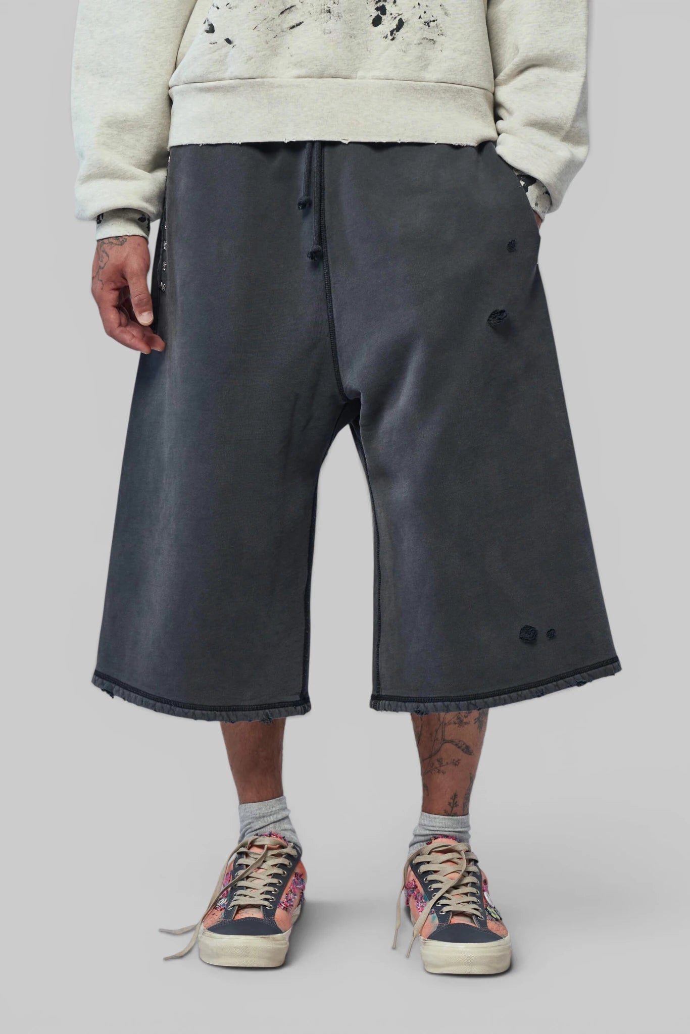 Askyurself - Cross Studs Capri Vintage Fleece Shorts - LABELS