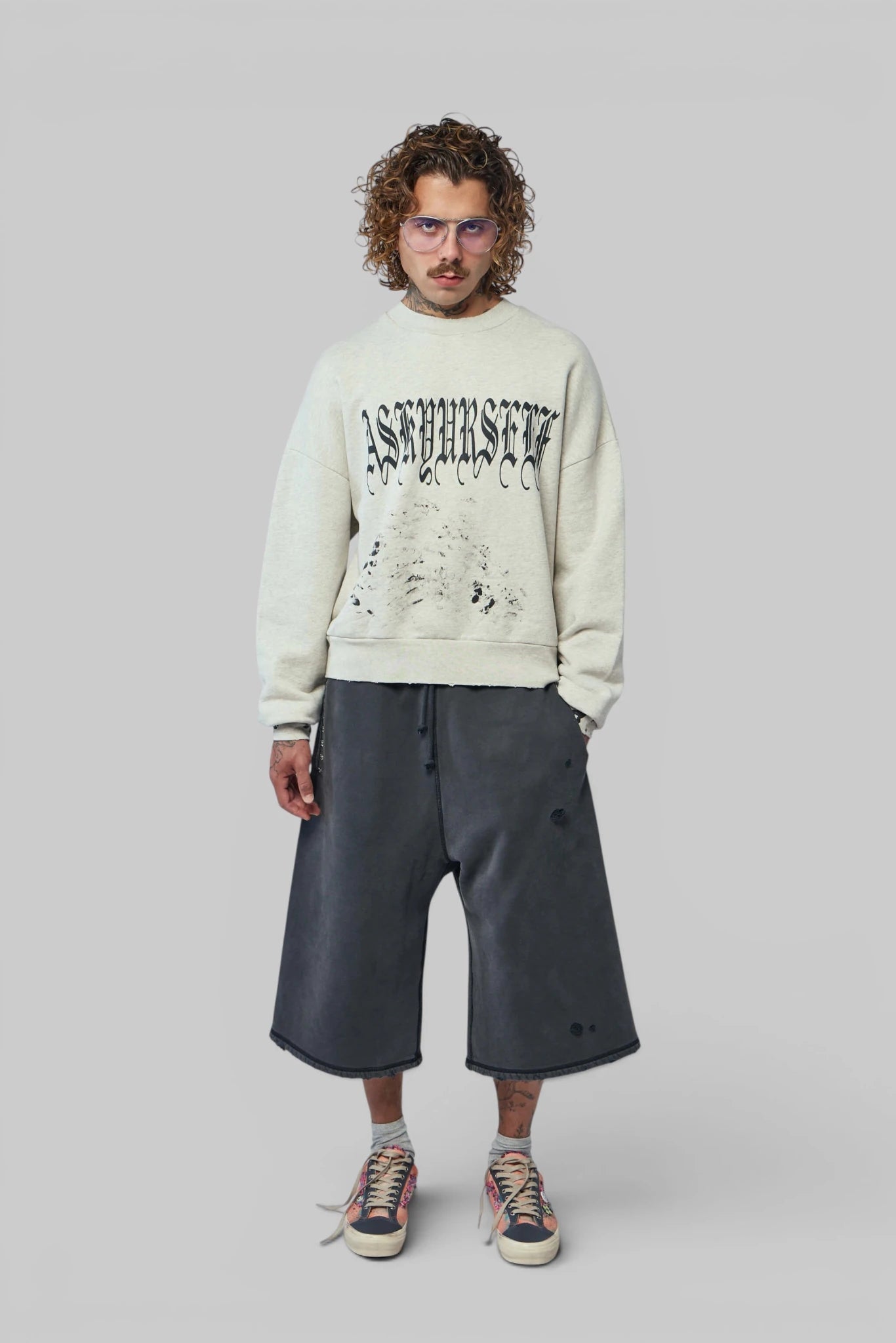 Askyurself - Cross Studs Capri Vintage Fleece Shorts - LABELS