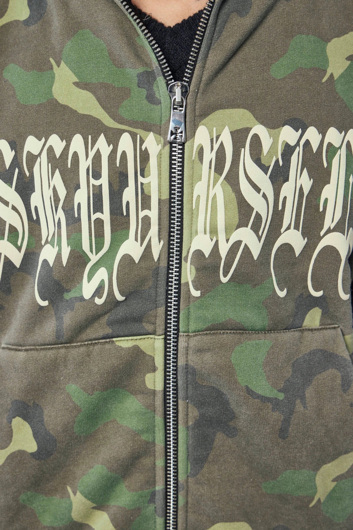 Askyurself - Goth Camo Cropped Vintage Zip Hoodie - LABELS
