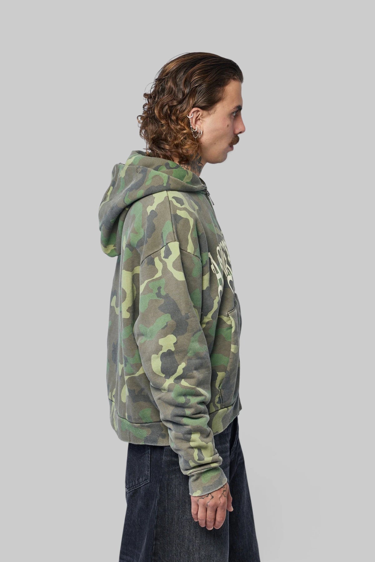 Askyurself - Goth Camo Cropped Vintage Zip Hoodie - LABELS