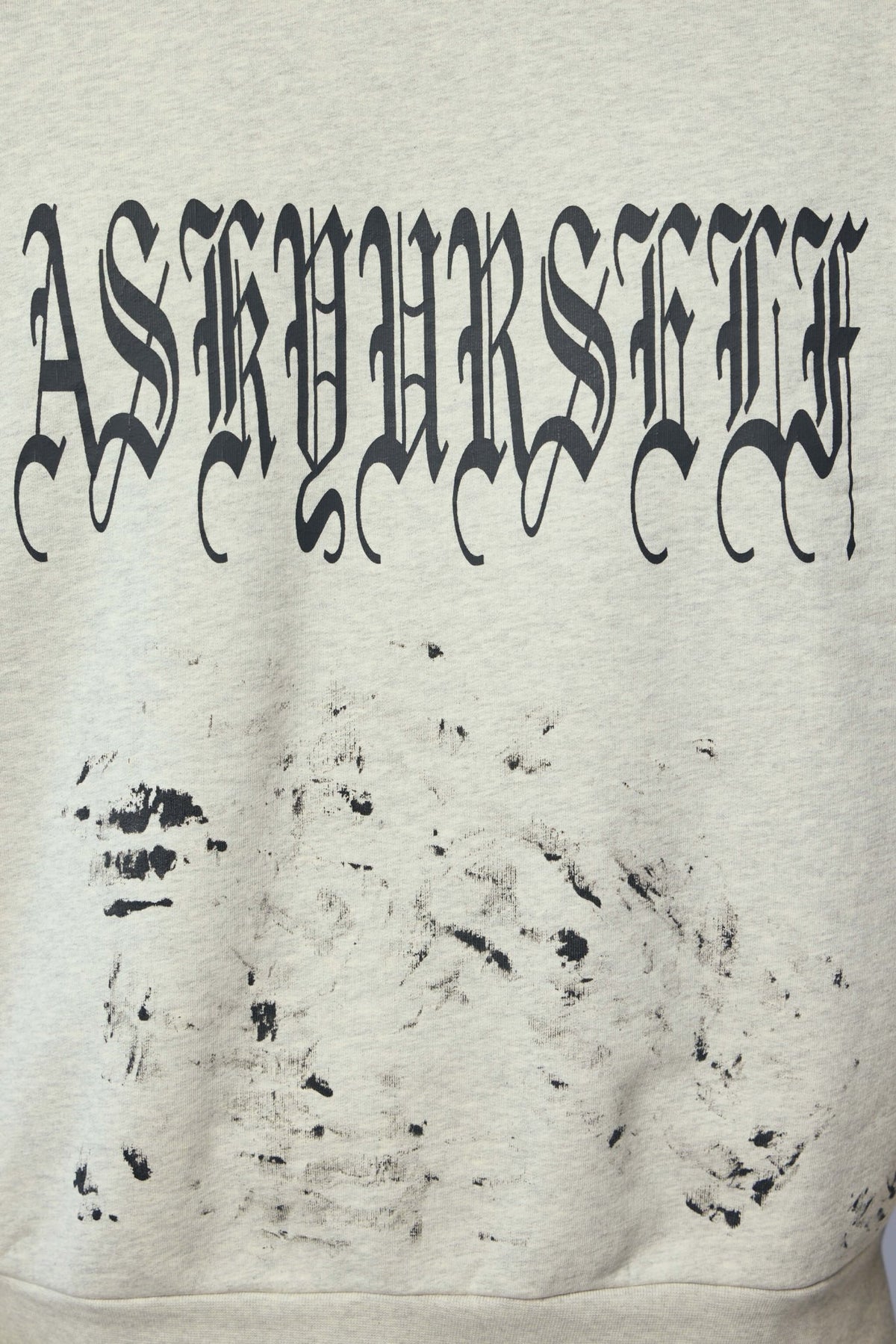 Back view of Goth Vintage Crew sweatshirt showing distressed design elements