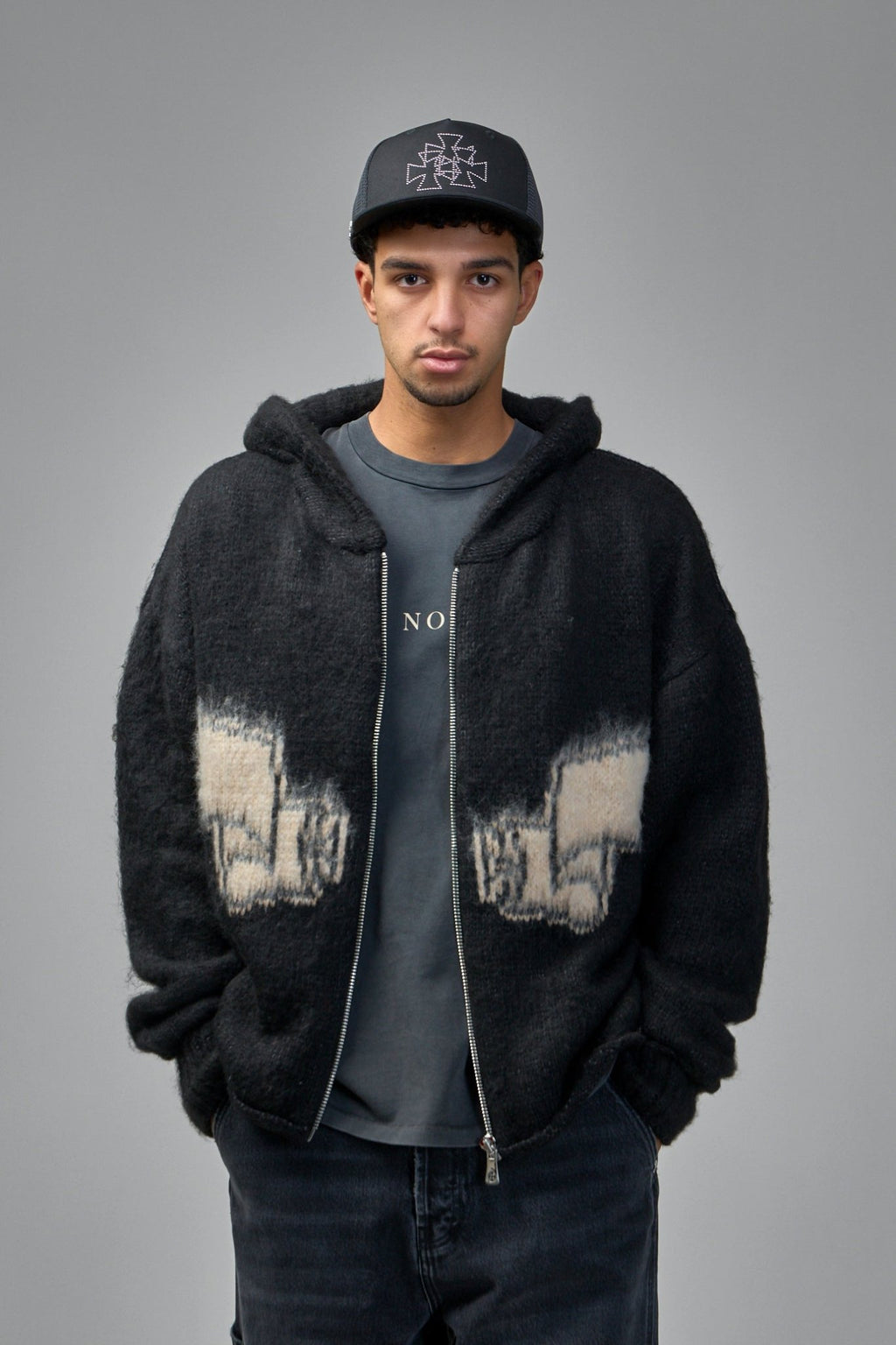 Askyurself - Wrapped Banned Zip Knit Hoodie - LABELS