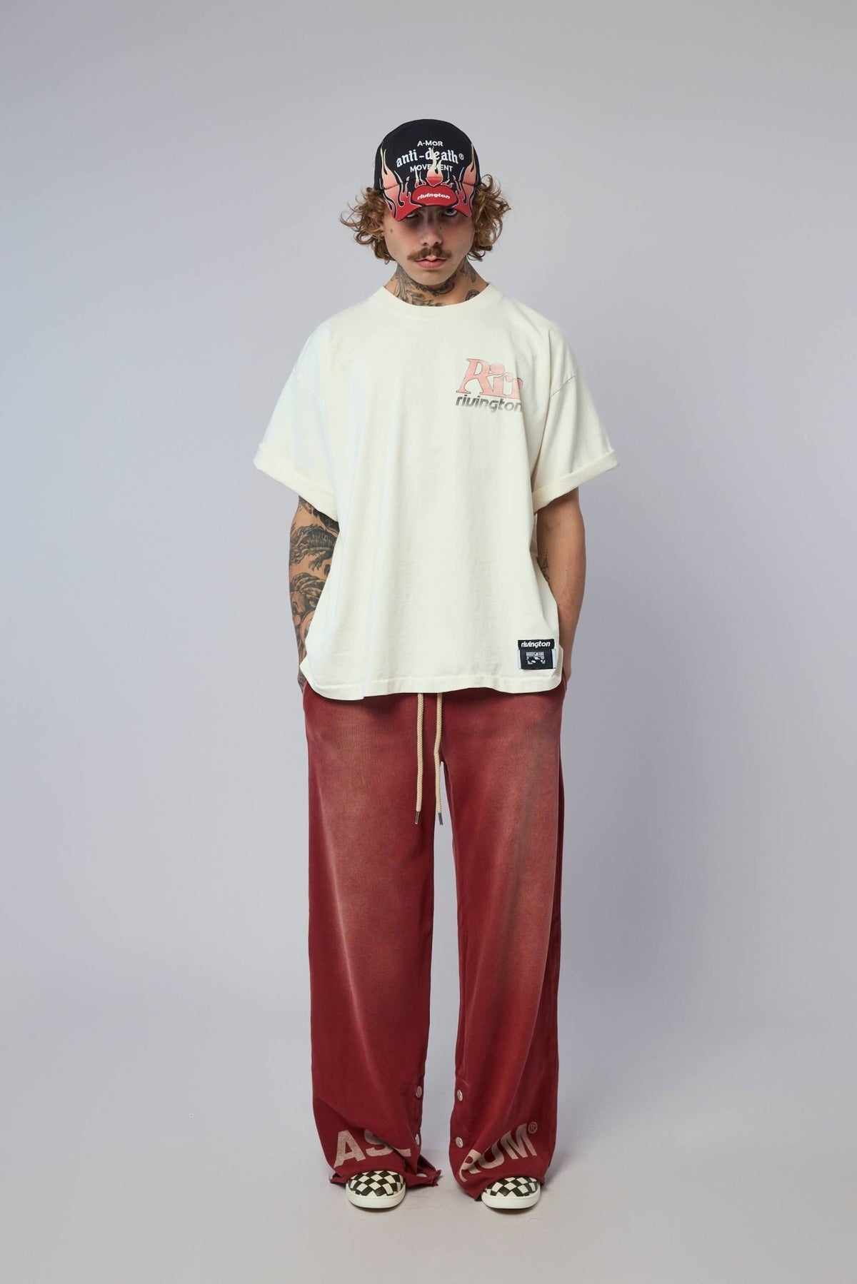 Model wearing size S Astrum cargo pants demonstrating true-to-size fit