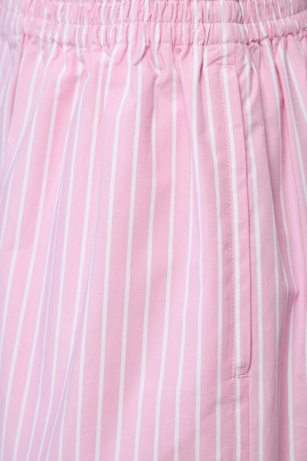 Flat lay of Balenciaga boxer shorts displaying stripe pattern and construction