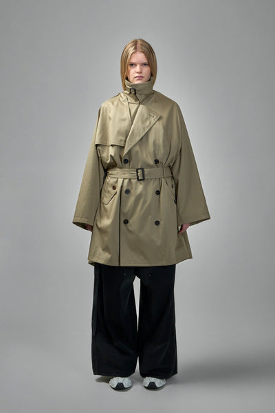 Draped Neck Midi Trench