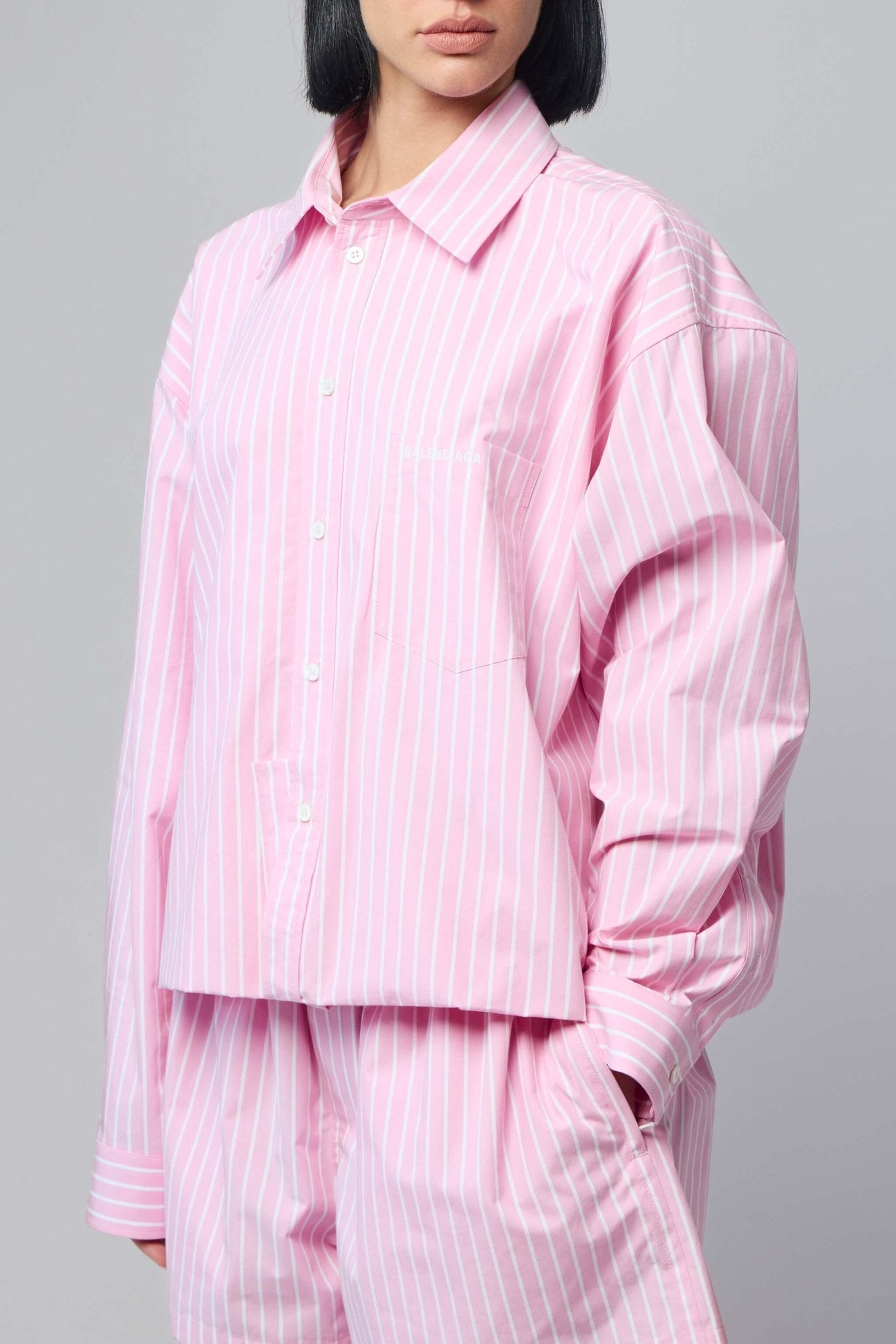 balenciaga pink shirt dress Shirt dress