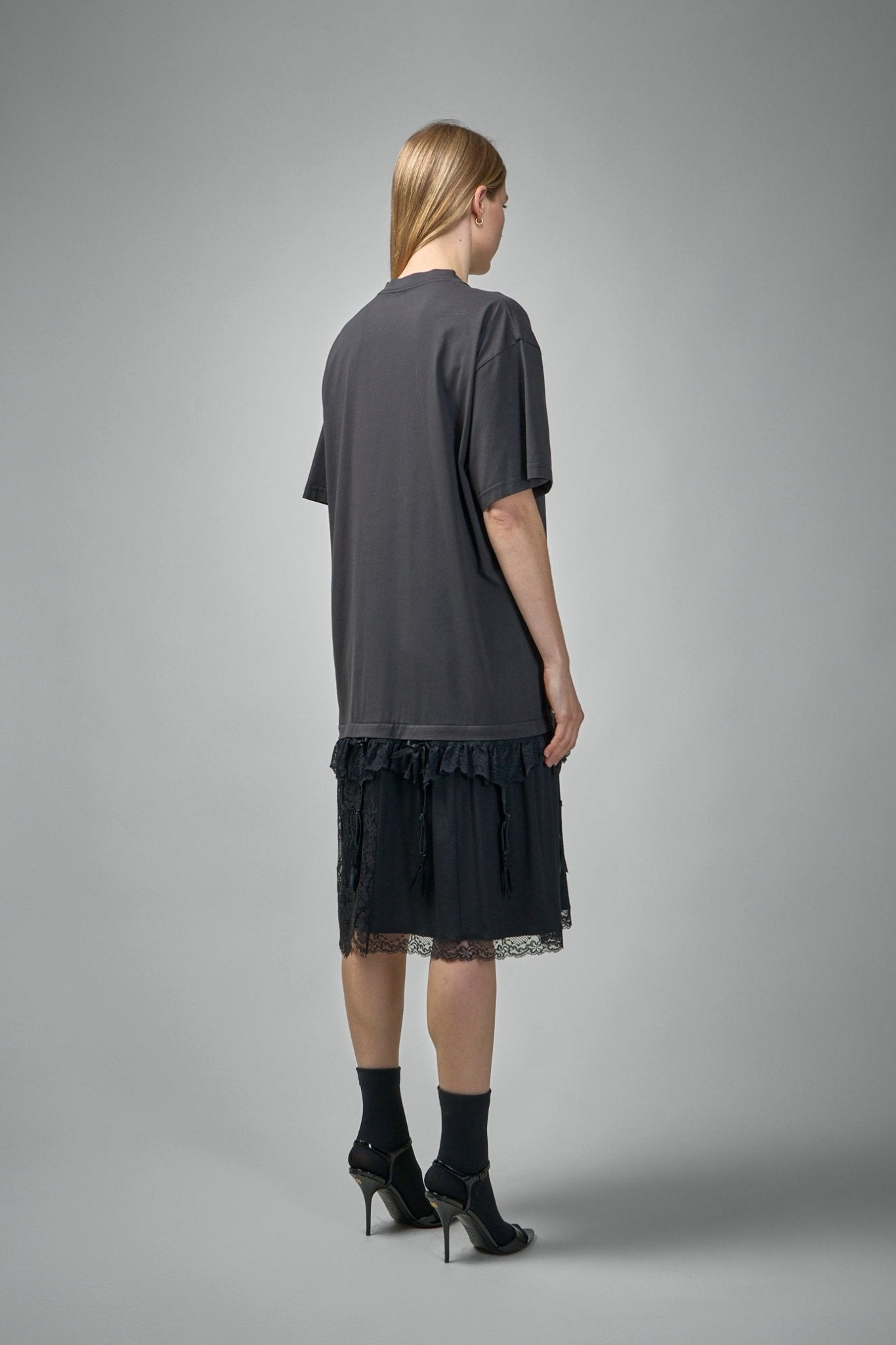 balenciaga t shirt maxi dress Oversized printed cotton-jersey maxi dress - dark gray