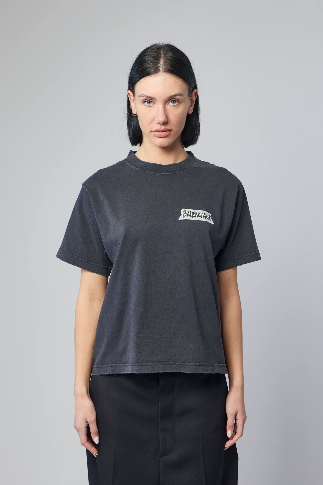 Balenciaga T-Shirts Medium Fit Faded Black Cotton – LABELS