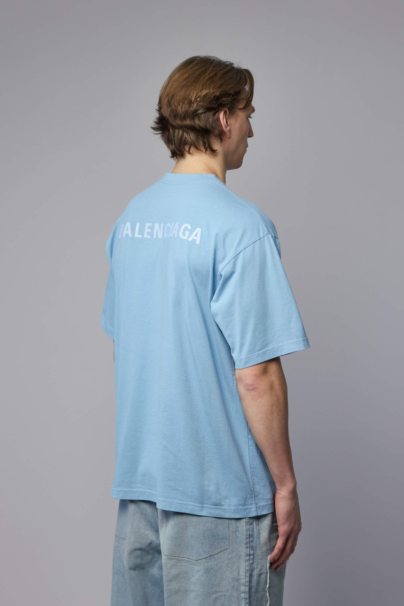 Balenciaga T-Shirts - Medium Fit Light Blue Cotton – LABELS