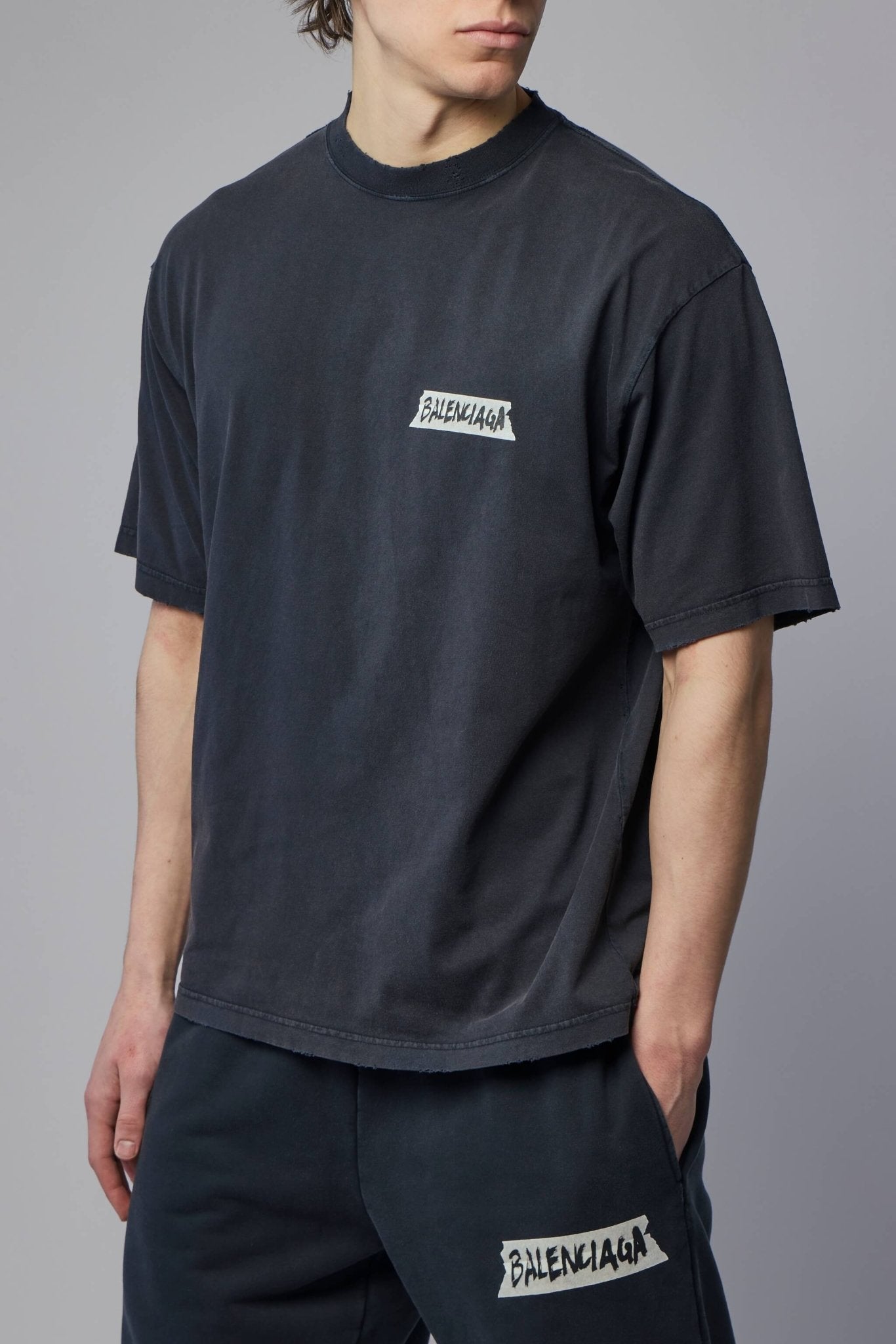 Balenciaga T-Shirts - Medium Fit Washed Black Cotton – LABELS