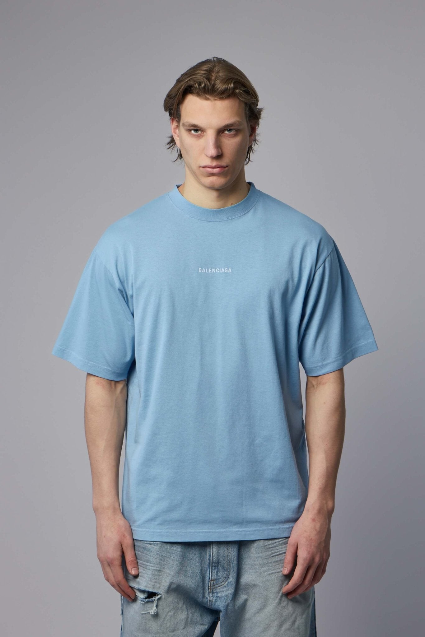Balenciaga T-Shirts - Medium Fit Light Blue Cotton – LABELS