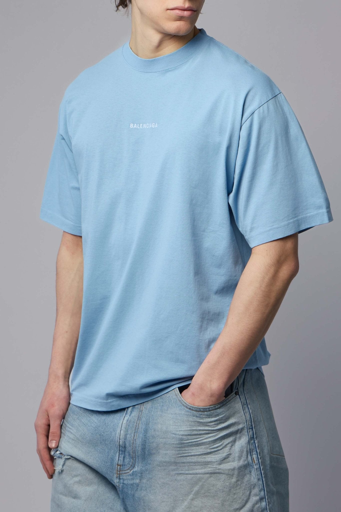 Balenciaga T-Shirts - Medium Fit Light Blue Cotton – LABELS
