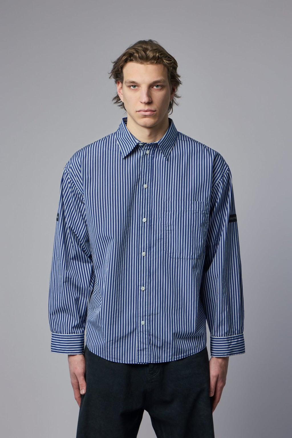 Balenciaga - Oversized Shirt Navy White Stripes - LABELS