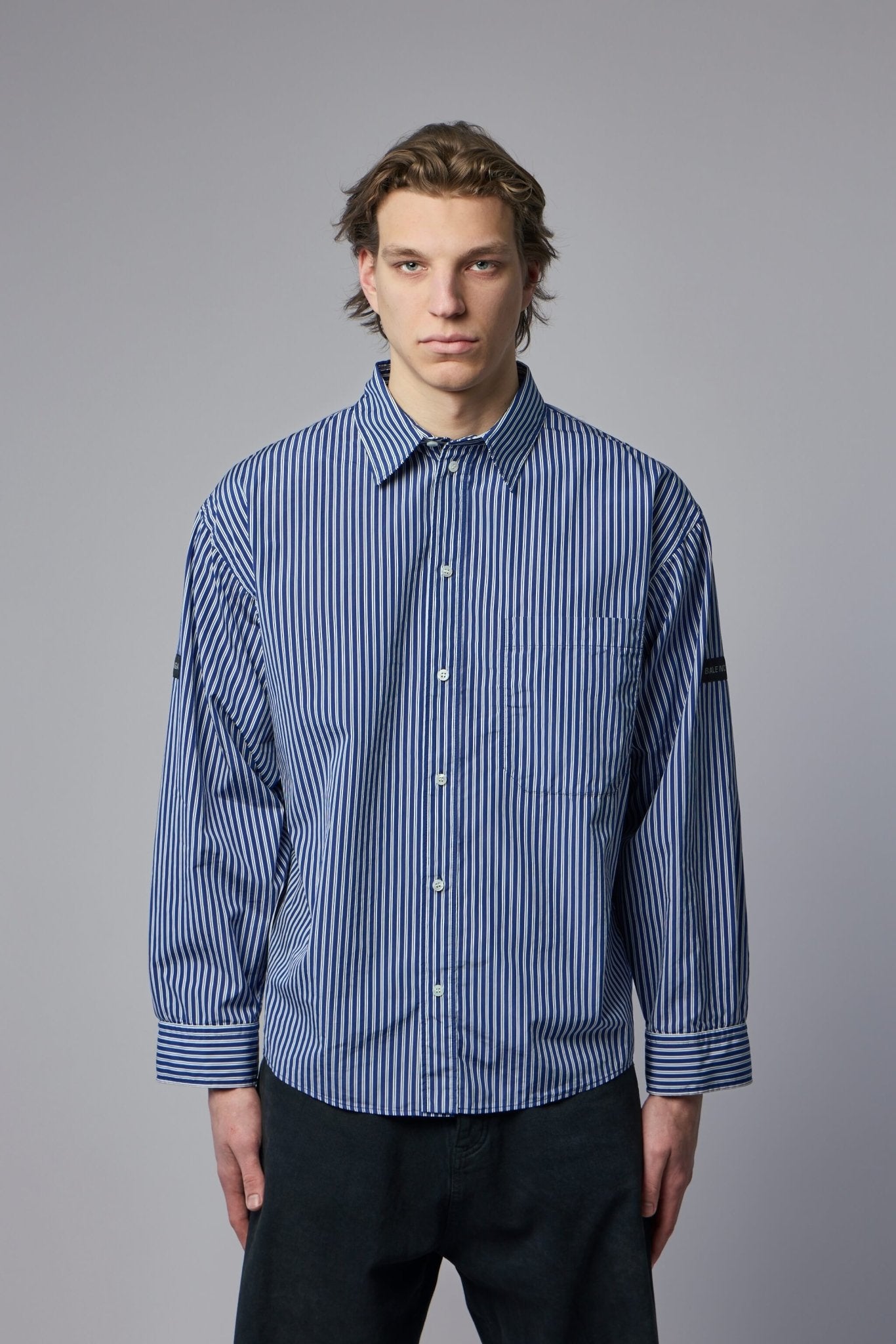 Balenciaga - Oversized Shirt Navy White Stripes - LABELS