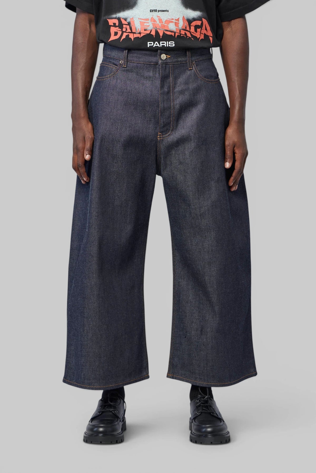 Back view of Balenciaga Wide-Leg Jeans with visible seam detailing