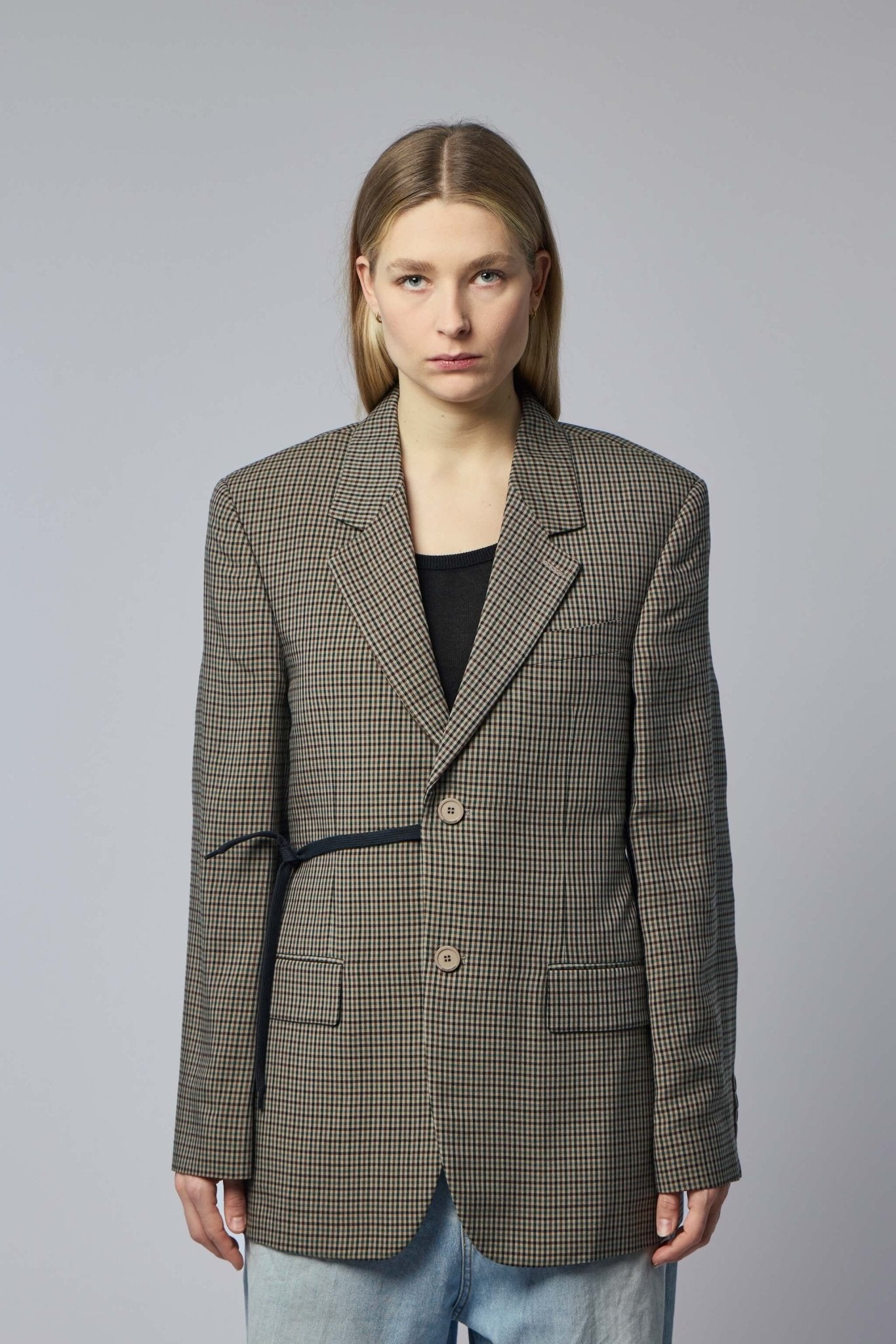 Balenciaga Wrap Tailored Jacket - Checkered Blazer – LABELS