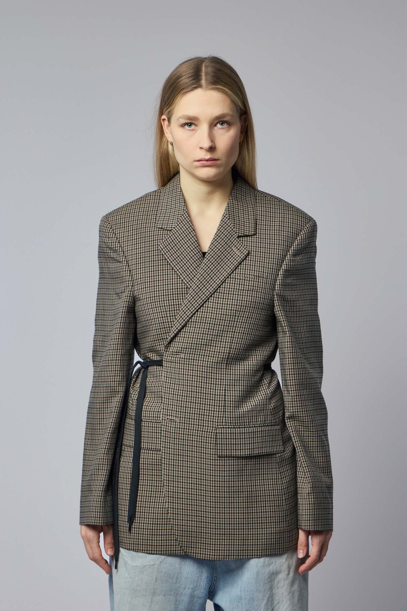 Balenciaga Wrap Tailored Jacket - Checkered Blazer – LABELS