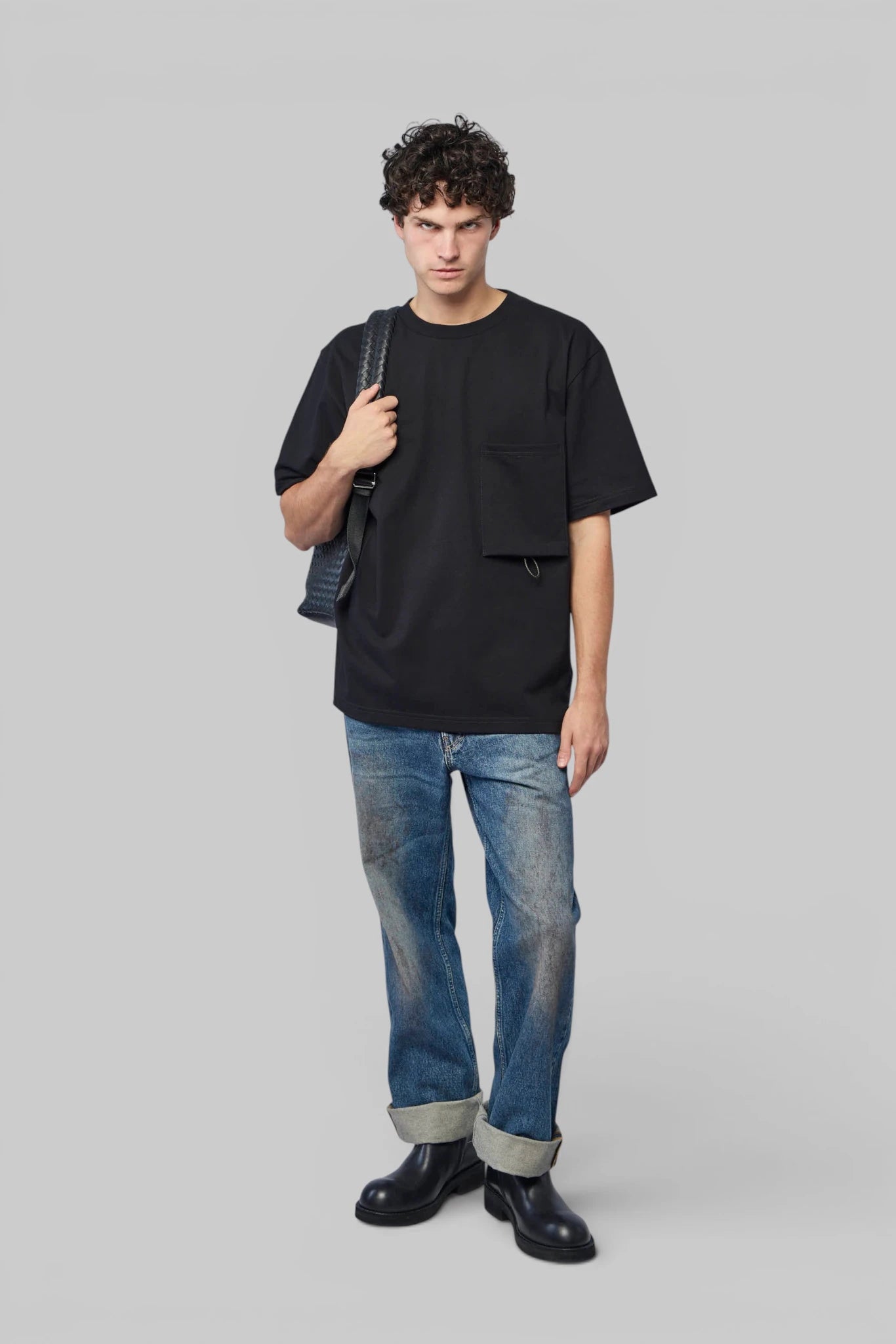 Bottega Veneta Compact Co Jersey T-shirt back view showing boxy fit