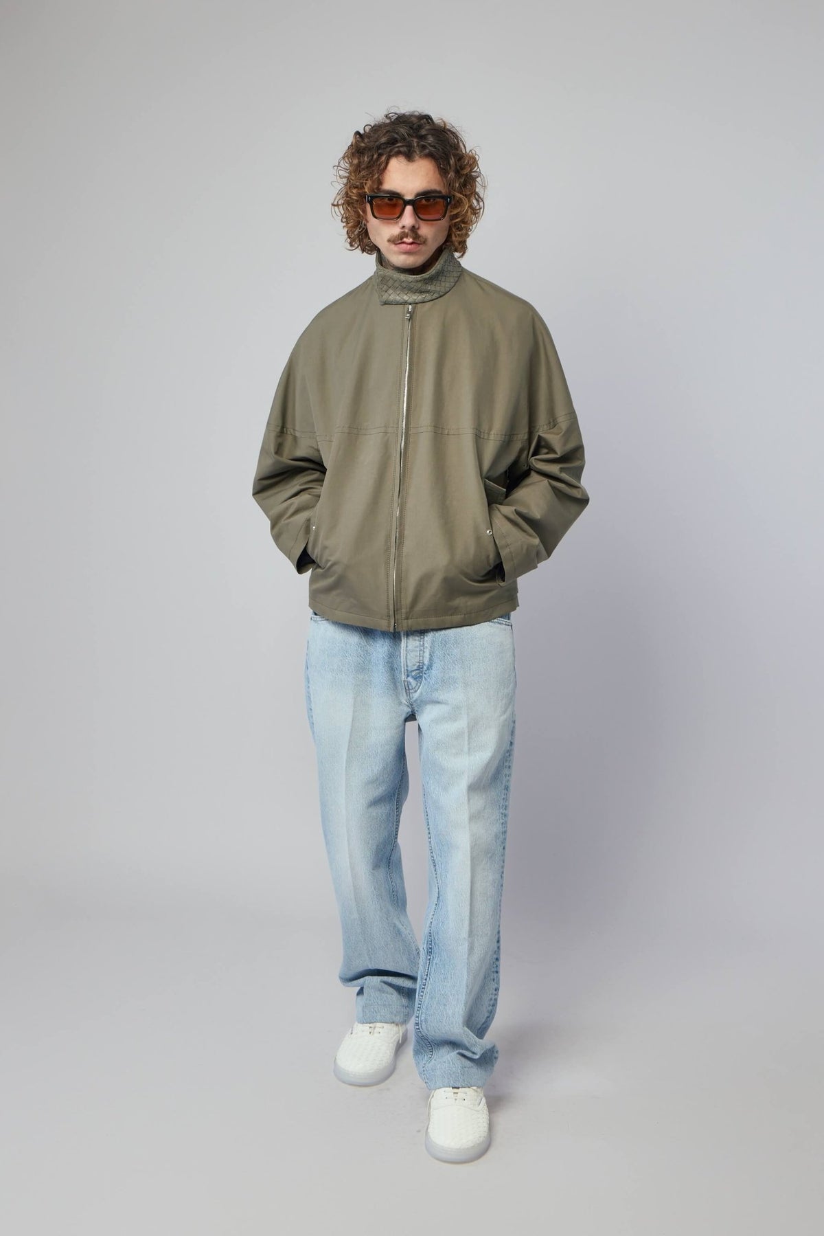 Full outfit featuring Bottega Veneta Harrington jacket - luxury menswear