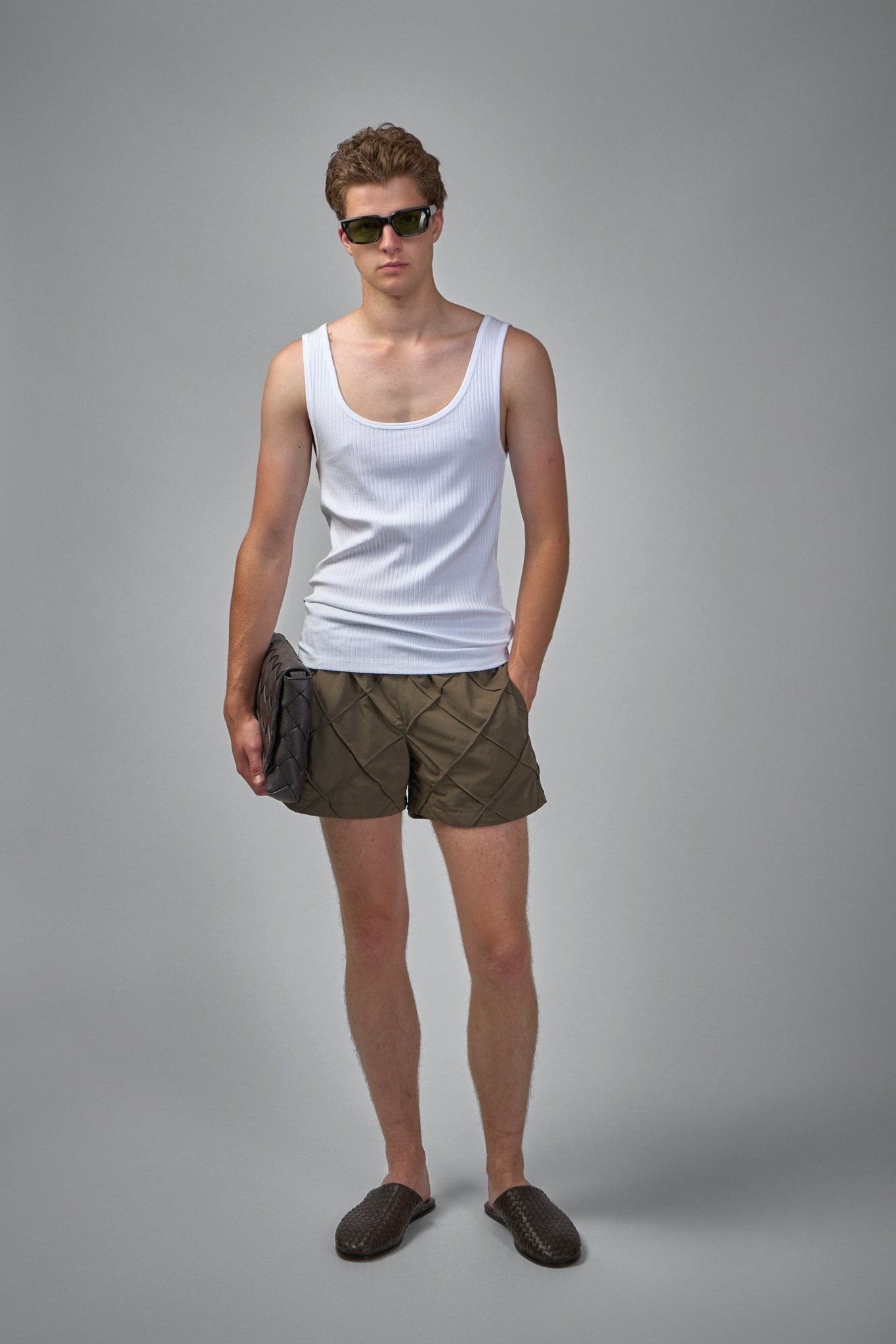 Bottega Veneta - Nylon Intrecciato Pattern Swim Shorts - LABELS