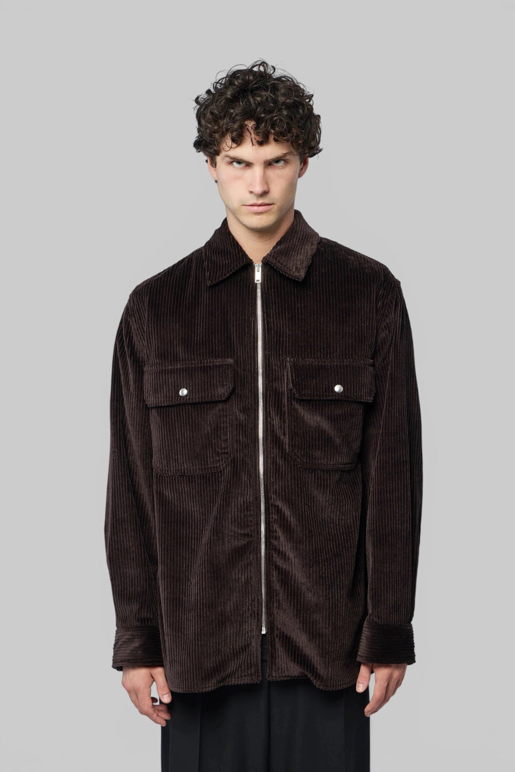 Close-up of corduroy texture on Bottega Veneta jacket