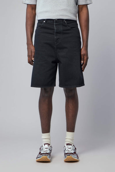 Faded Black Denim Shorts