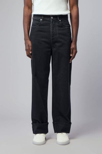 Faded Black Turned-up Jeans