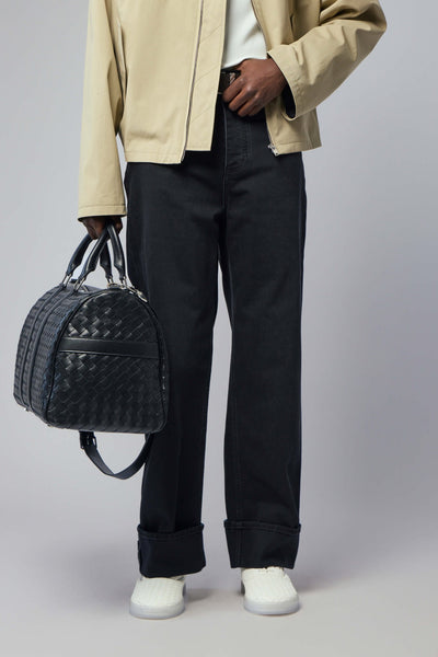 Faded Black Turned-up Jeans